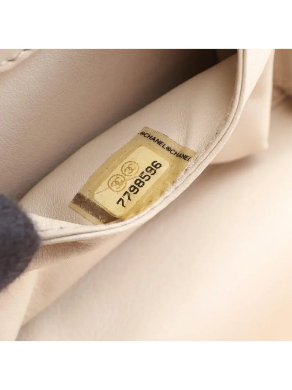 Chanel Handbag Wild Stitch Cream Canvas Quilted Chain Handle Vanity Bag